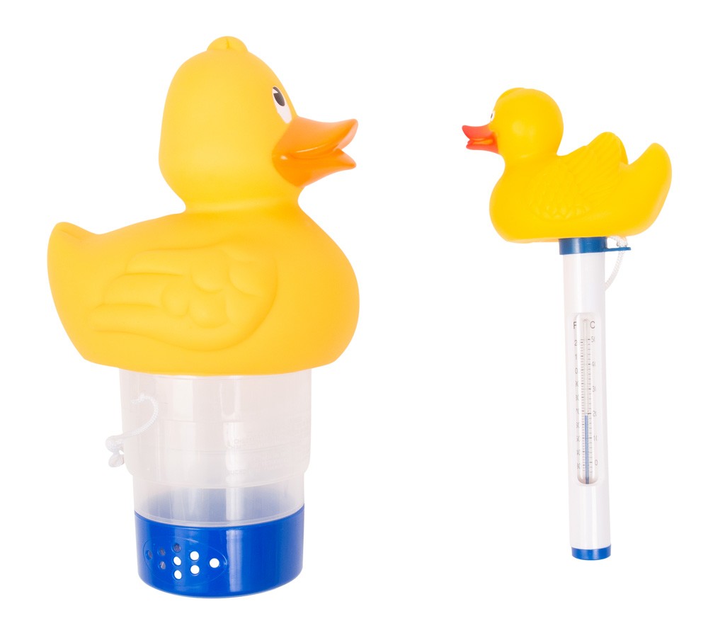 Duck Floating Thermometer and Chlorinator Set for Swimming Pools
