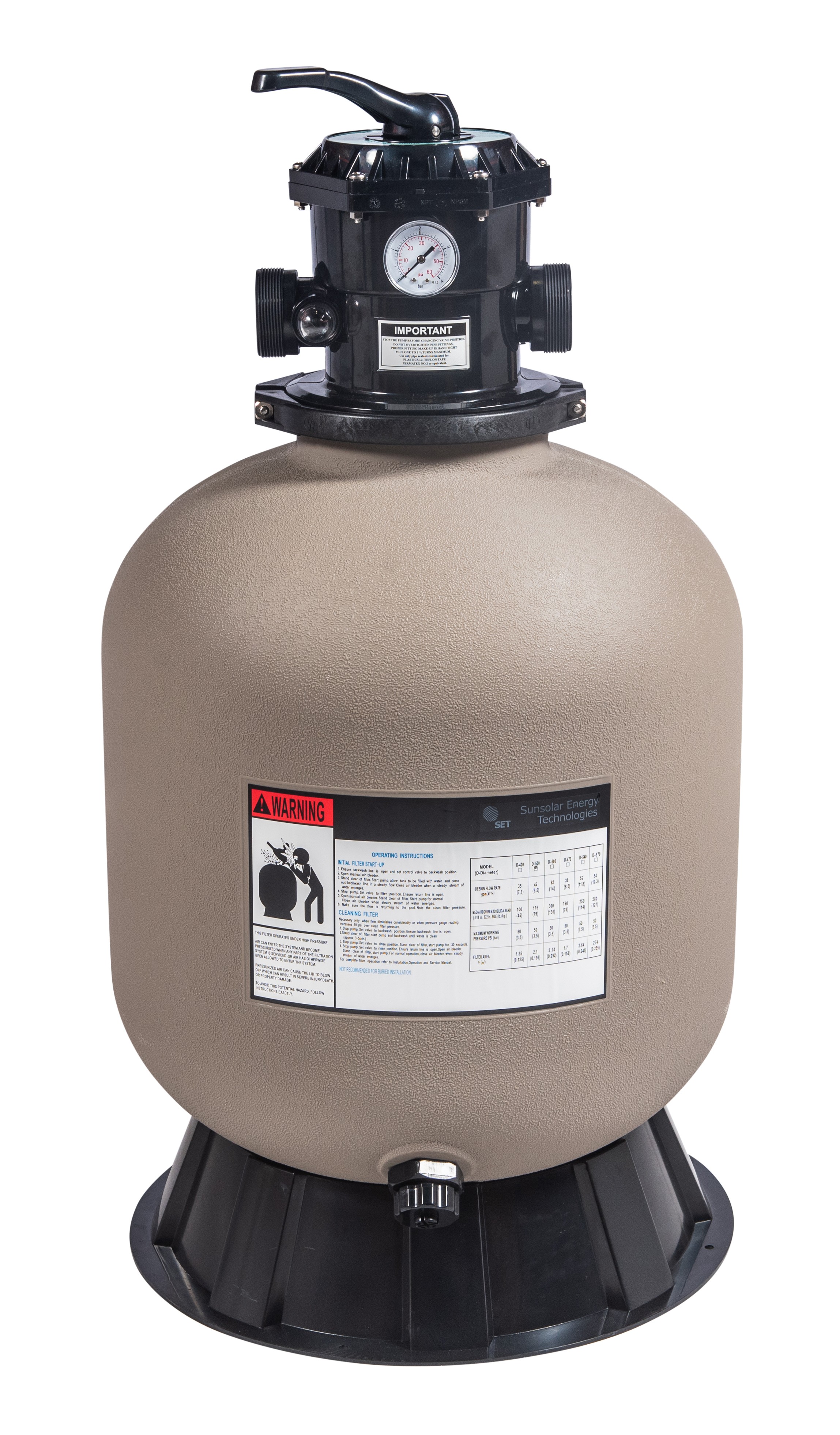 Sand Filter for Above-Ground Swimming Pool - 19 inch diameter