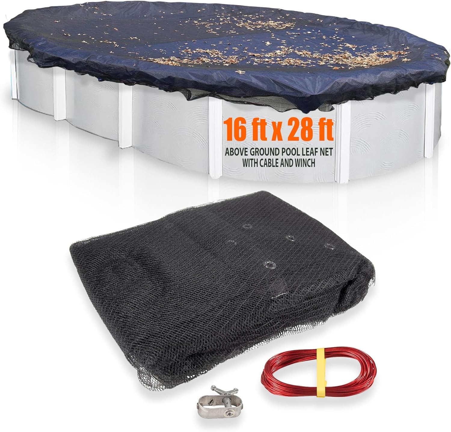 SET Sunsolar Energy Technologies Leaf Net Cover for 16 ft x 28 ft Oval Above Ground Swimming Pool with Extra 3 ft Overlap