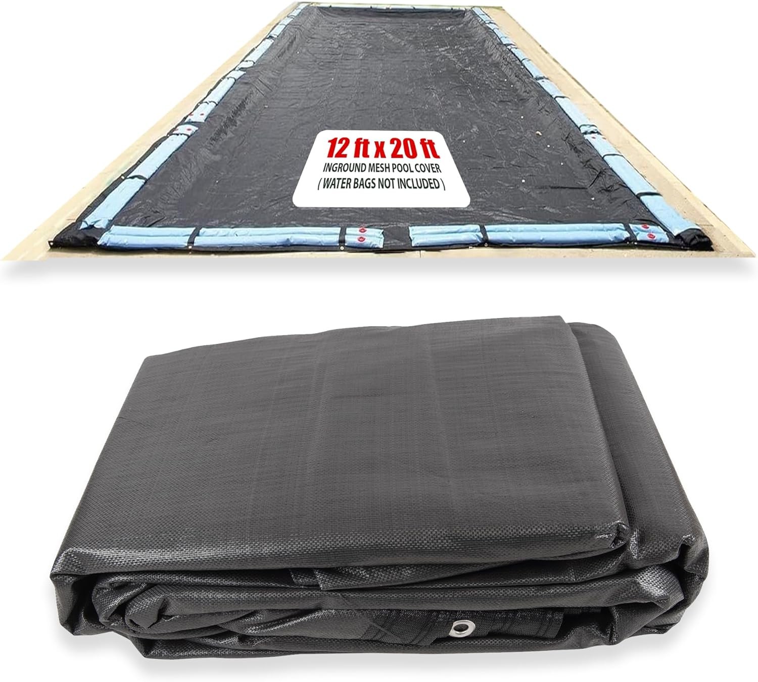 SET SunSolar Energy Technologies-  MESH InGround Winter Pool Cover for 12x20 Foot Rectangle Swimming Pool - Winter Pool Cover has durable Loops 8-Yr warranty.