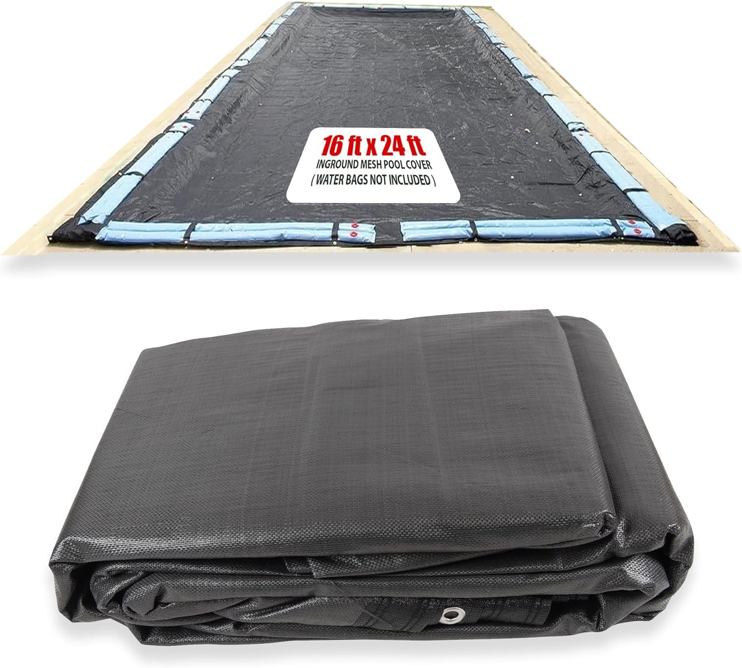 SET SunSolar Energy Technologies-  MESH InGround Winter Pool Cover for 16x24 Foot Rectangle Swimming Pool - Winter Pool Cover has durable Loops 8-Yr warranty.