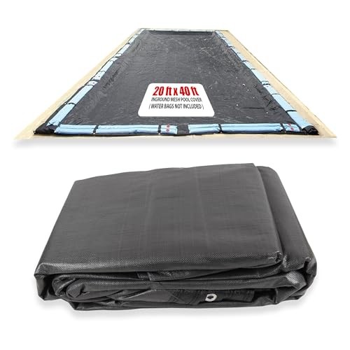 SET SunSolar Energy Technologies-  MESH InGround Winter Pool Cover for 20x40 Foot Rectangle Swimming Pool - Winter Pool Cover has durable Loops 8-Yr warranty.