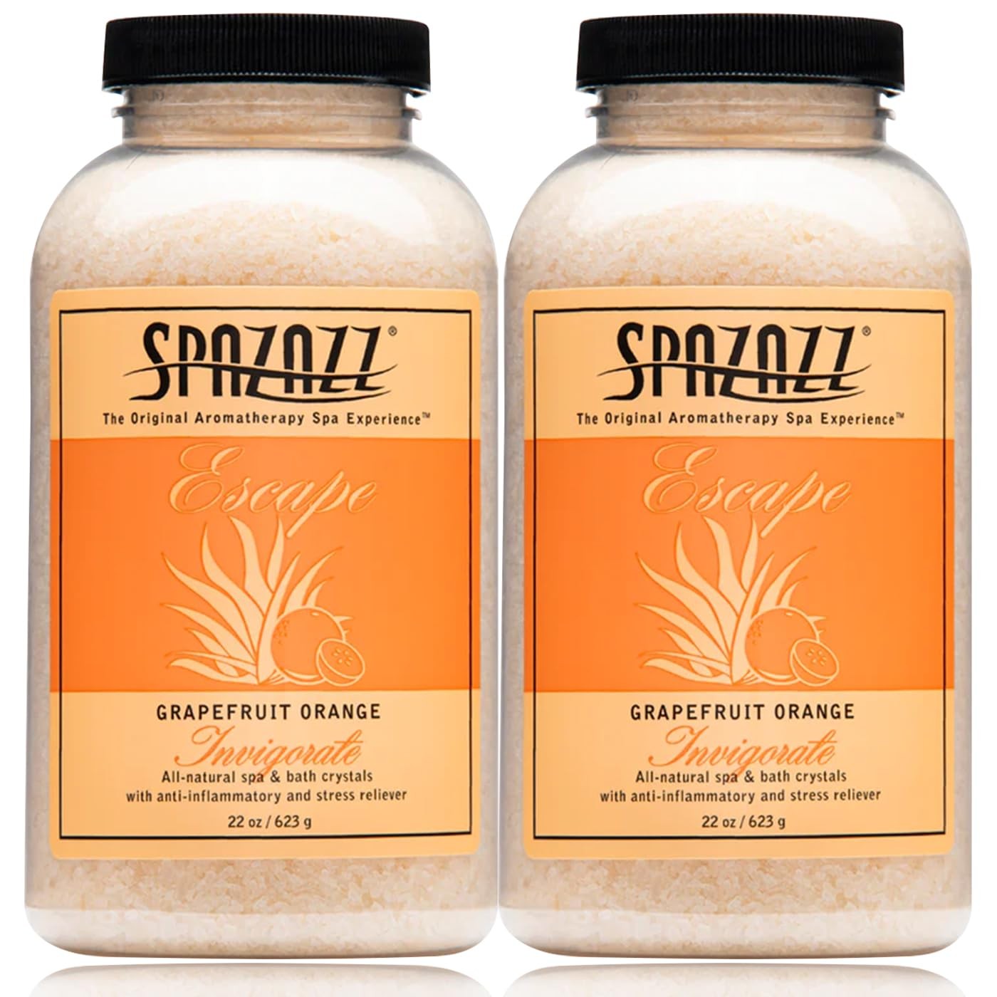 Spazazz Aromatherapy Spa and Bath Crystals - Grapefruit Orange 22oz (2 Pack)