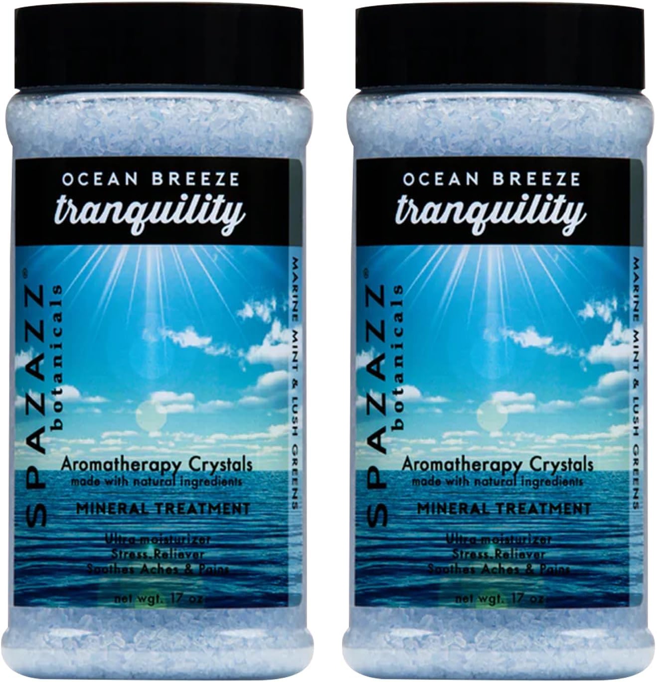 Spazazz Aromatherapy Spa and Bath Crystals - Ocean Mist 17oz (2 Pack)