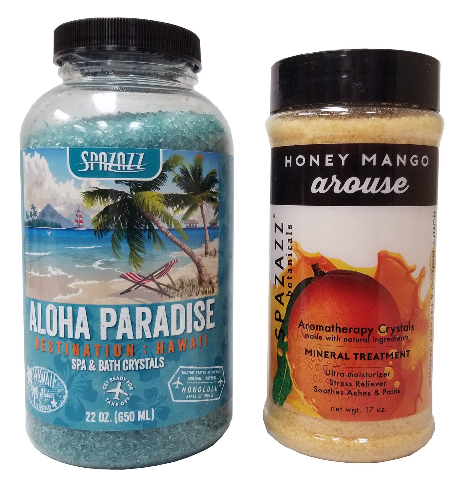 Spazazz Aromatherapy Spa and Bath Crystals 2PK- Mango 17oz/Aloha Paradise 22oz