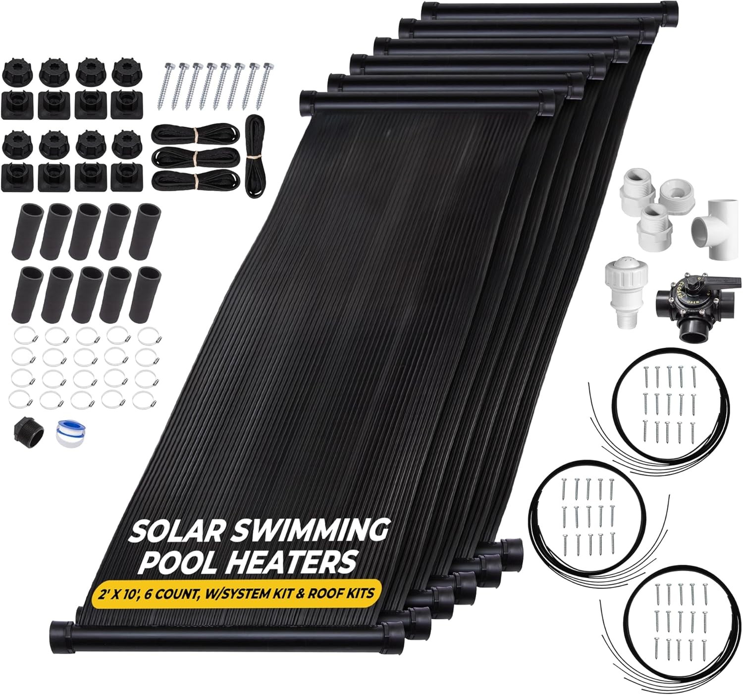 6-2X10' SunQuest Solar Swimming Pool Heater Complete System with Roof Kits