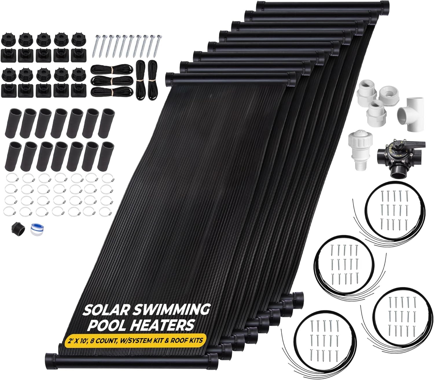 8-2X10' SunQuest Solar Swimming Pool Heater Complete System with Roof Kits