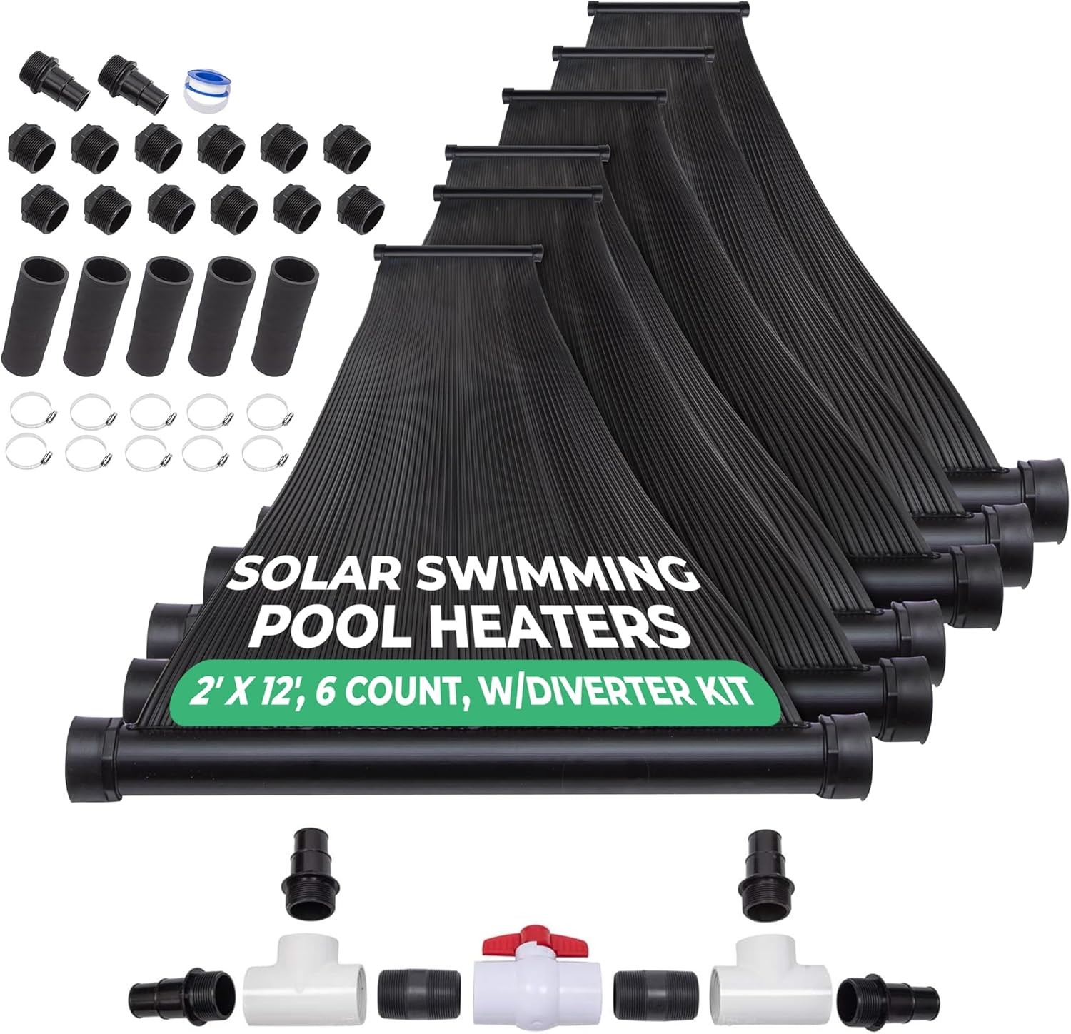 6-2'X12' SunQuest Solar Swimming Pool Heater System with Diverter Kit