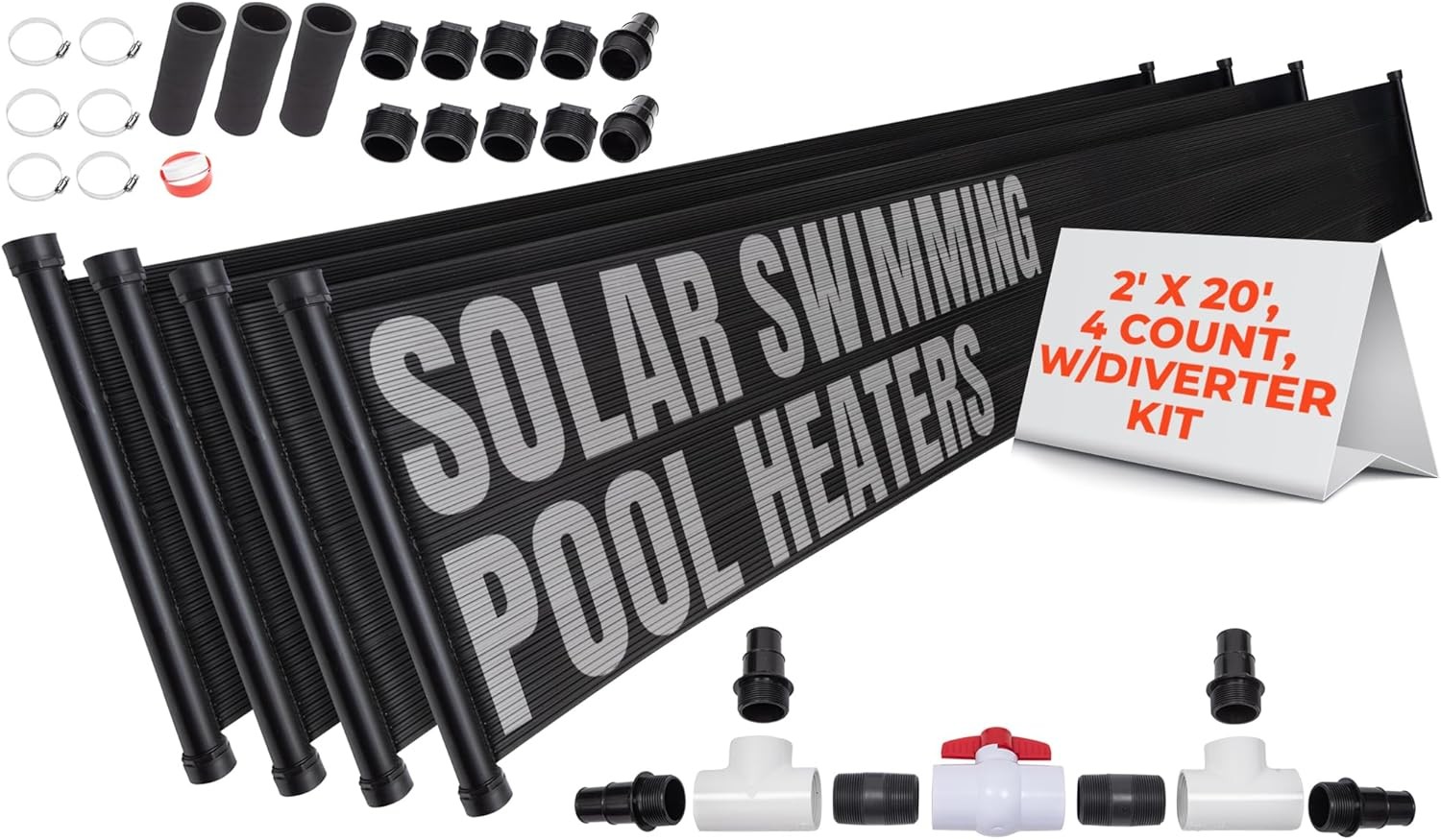 4-2'X20' SunQuest Solar Swimming Pool Heater System with Diverter Kit