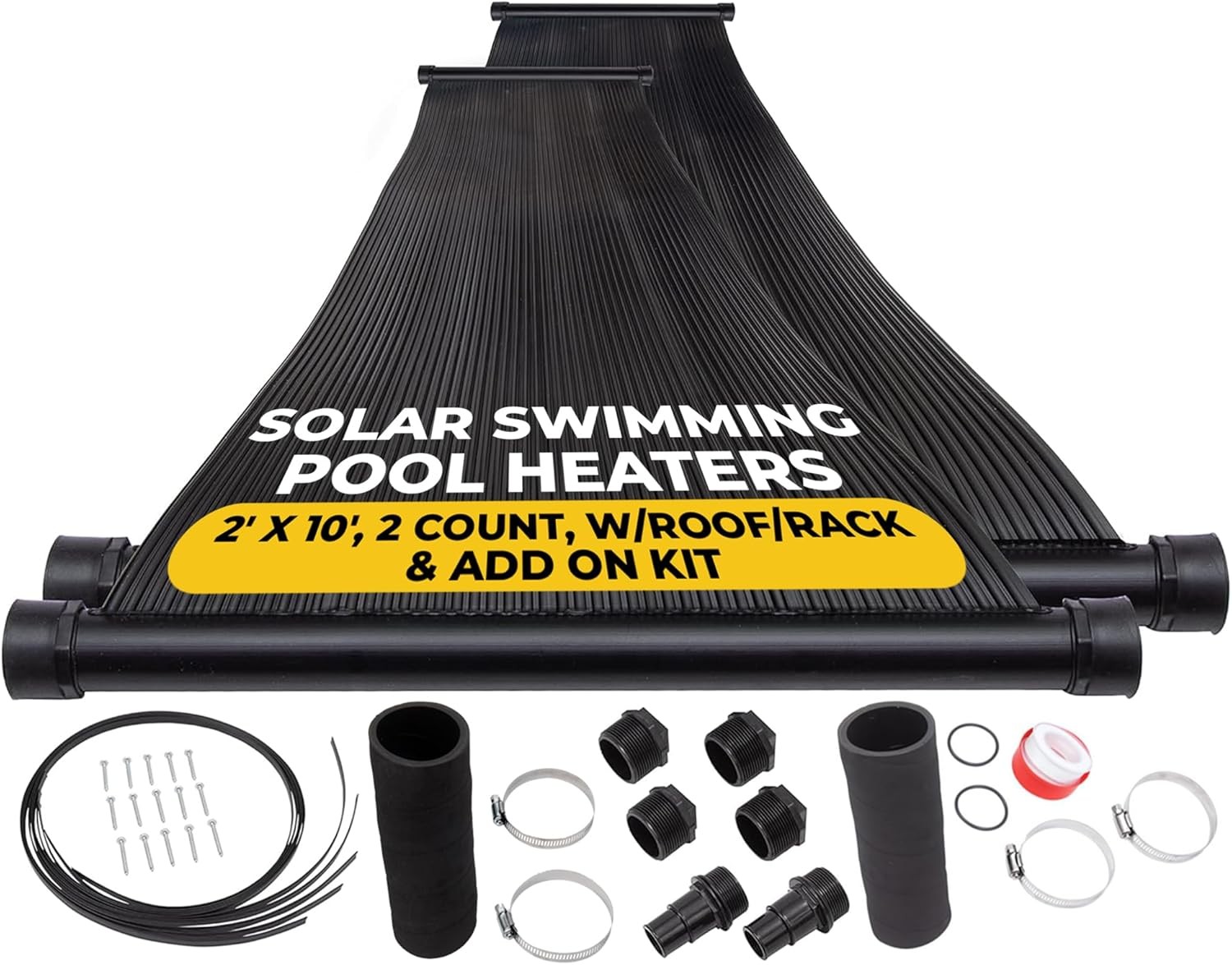 2-2'x10' SunQuest Solar Pool Heater with Couplers and Roof/Rack Mounting Kit