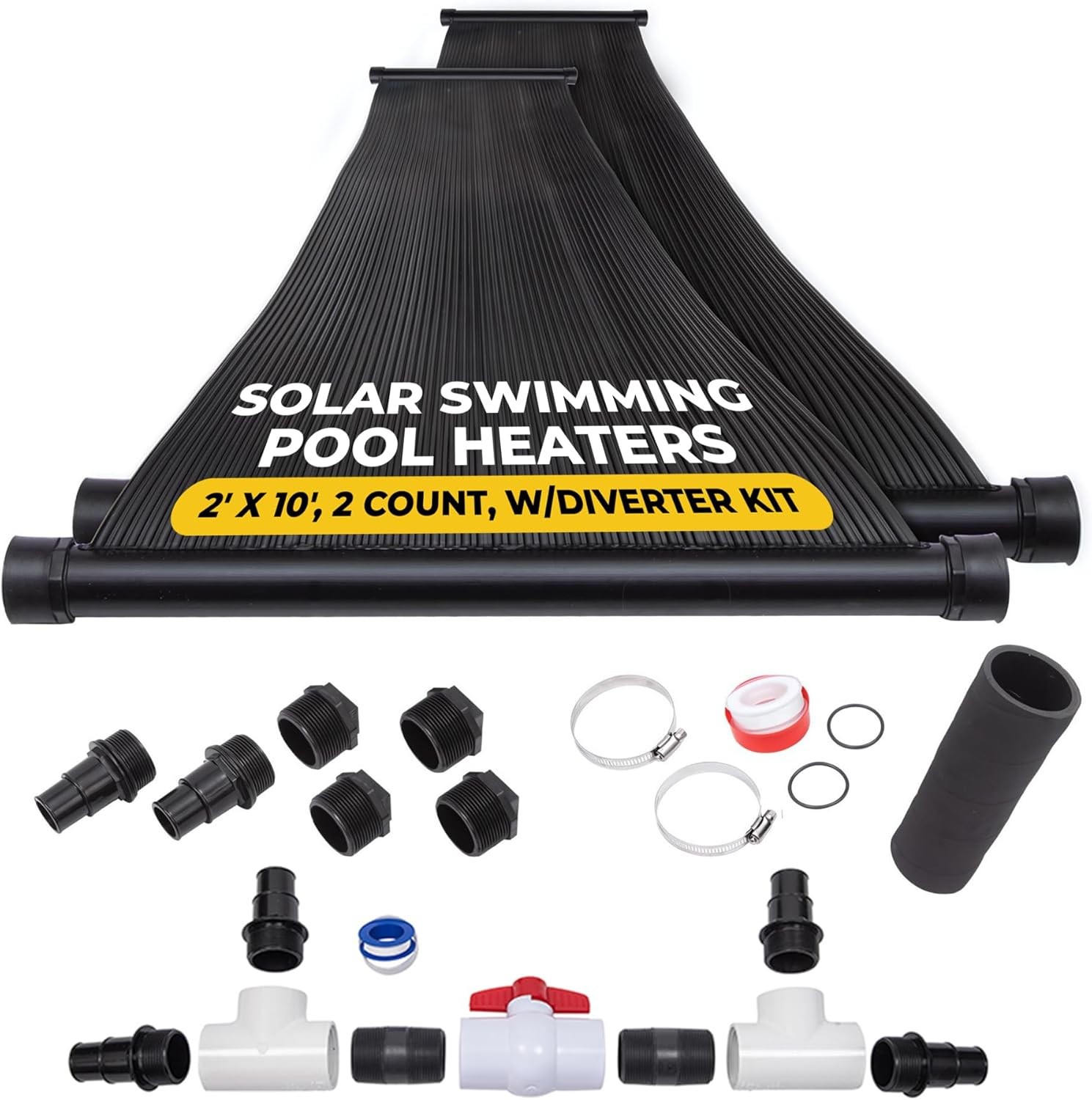 2-2'X10' SunQuest Solar Swimming Pool Heater with Diverter Valve Kit-Max-Flow