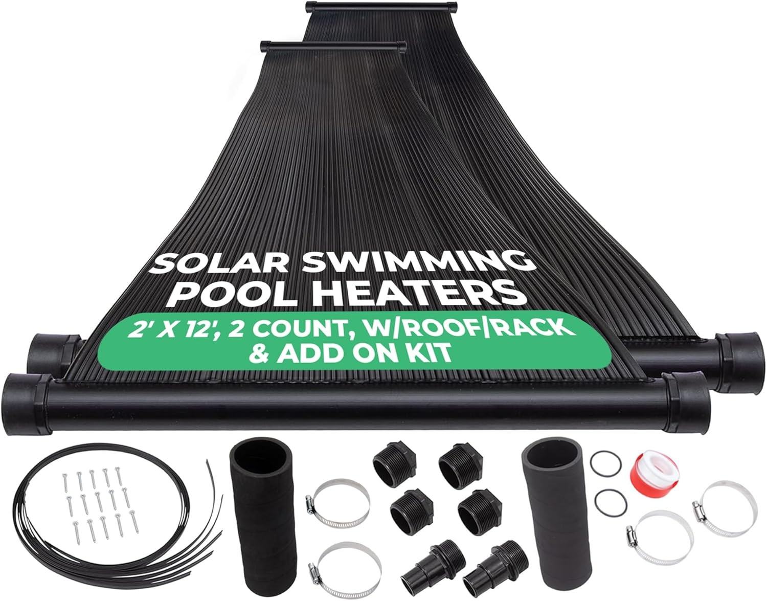 2-2'X12' SunQuest Solar Pool Heater with Couplers and Roof/Rack Mounting Kit