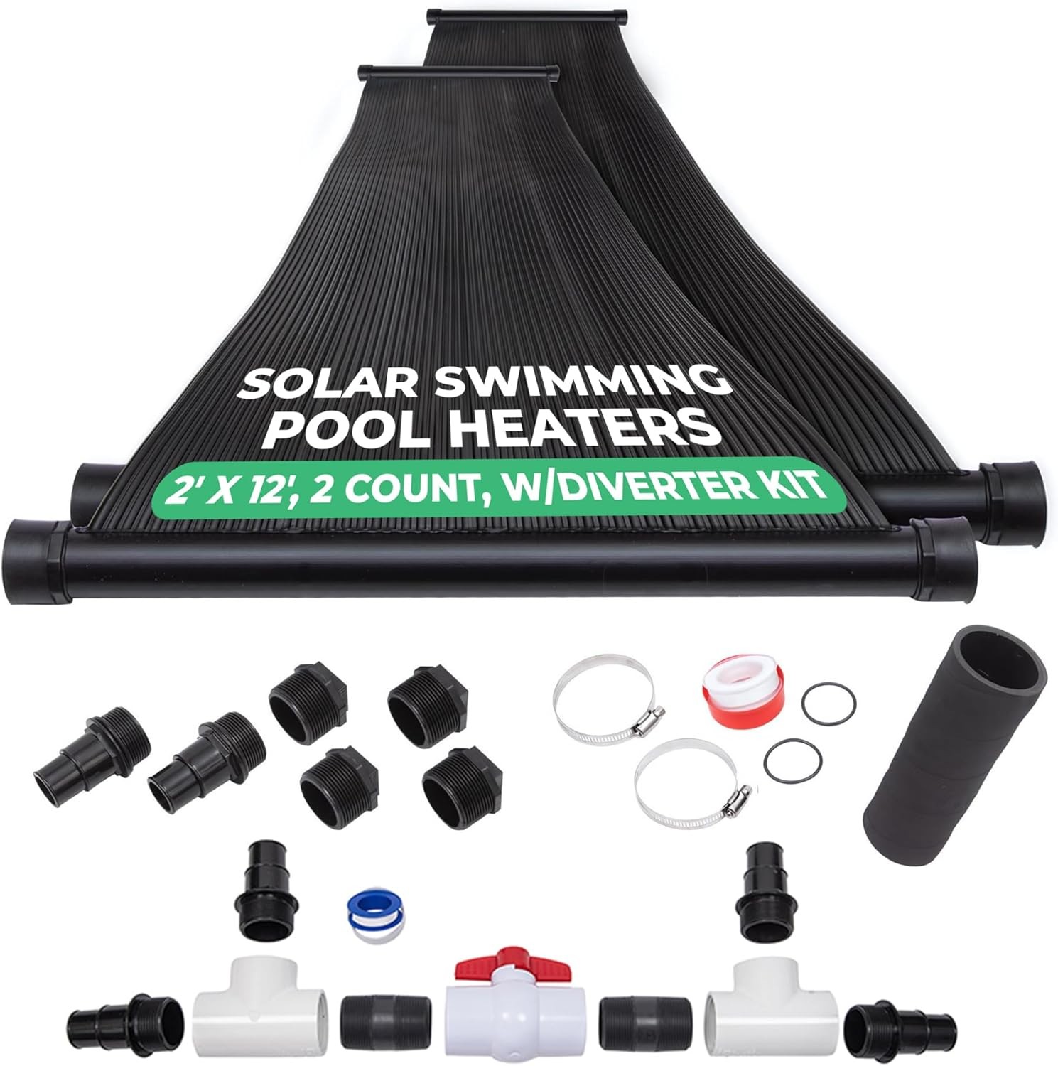 2-2'X12' SunQuest Solar Swimming Pool Heater with Diverter Valve Kit-Max-Flow