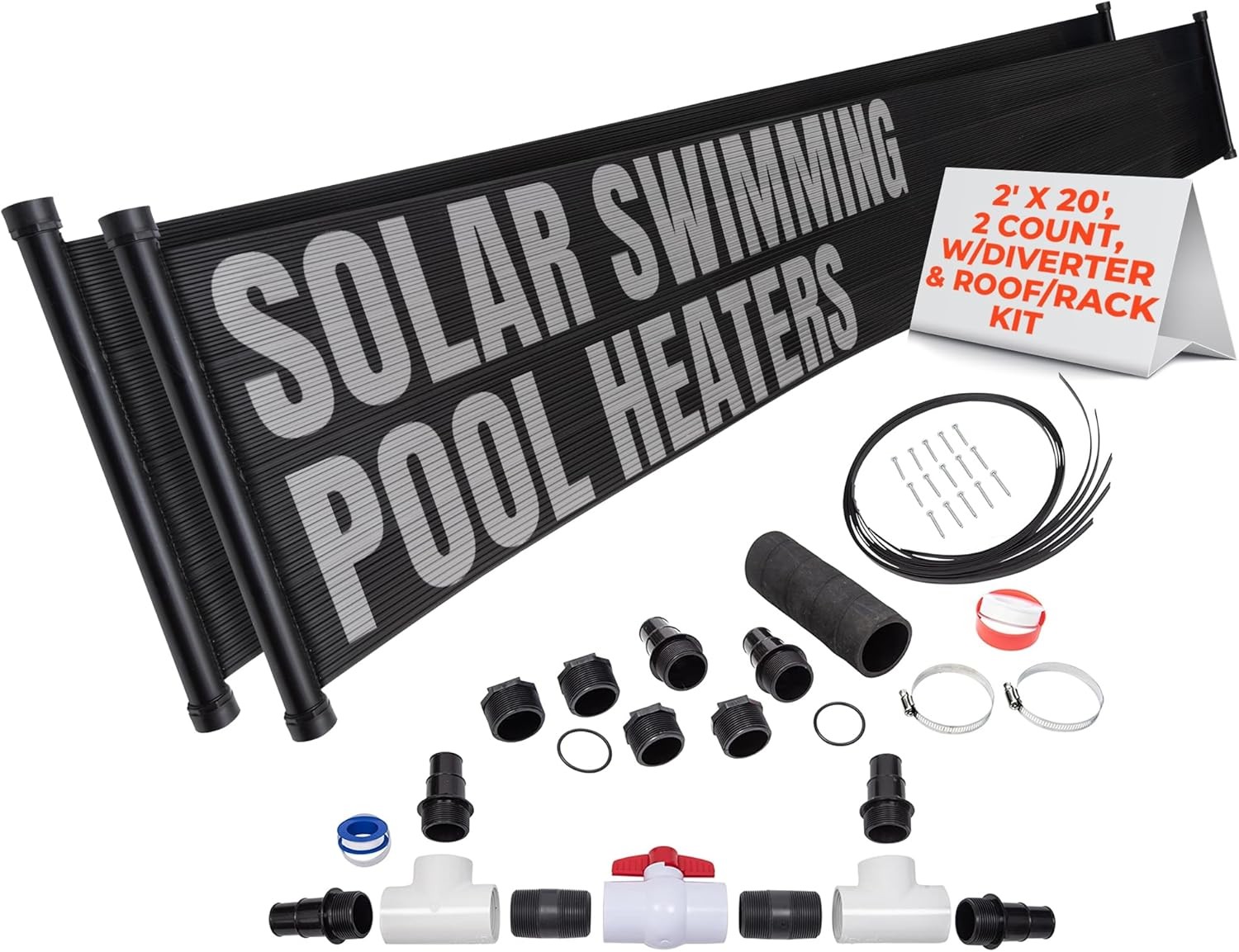 2-2'X20' SunQuest Solar Pool Heater with Diverter And Roof/Rack Mounting Kit