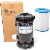 SET SUNSOLAR ENERGY TECHNOLOGIES Pool Cartridge Filter System 30SF Filter Area for Pools up to 5000 Gallons. Union Fittings for 1.5" Pipe Included.