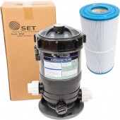 SET SUNSOLAR ENERGY TECHNOLOGIES Pool Cartridge Filter System 60SF Filter Area for Pools up to 10 000 Gallons. Union Fittings for 1.5" Pipe Included.