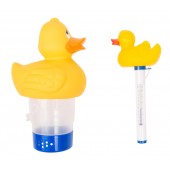 Duck Floating Thermometer and Chlorinator Set for Swimming Pools