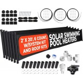 6-2X20' SunQuest Solar Swimming Pool Heater Complete System with Roof Kits